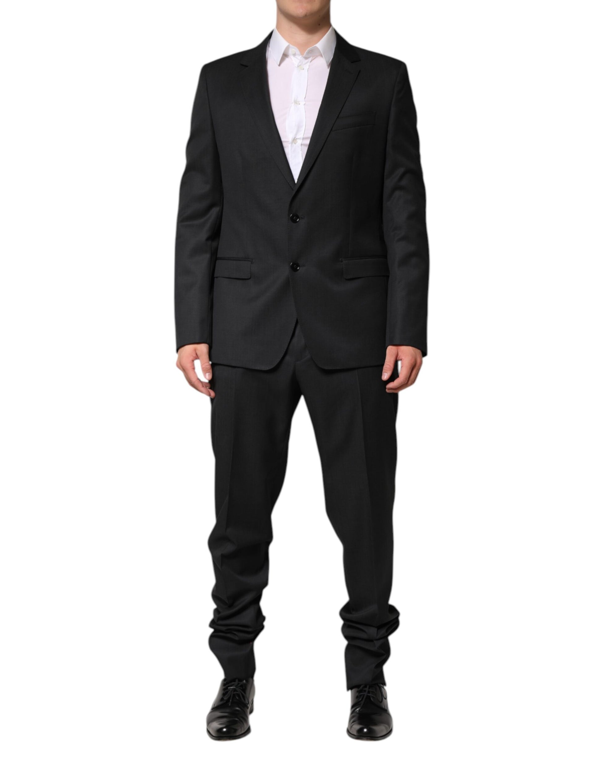 Dark Gray Wool Single Breasted 2 Piece Suit