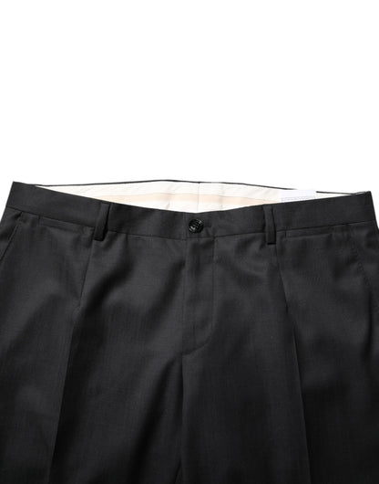 Dark Gray Wool Single Breasted 2 Piece Suit