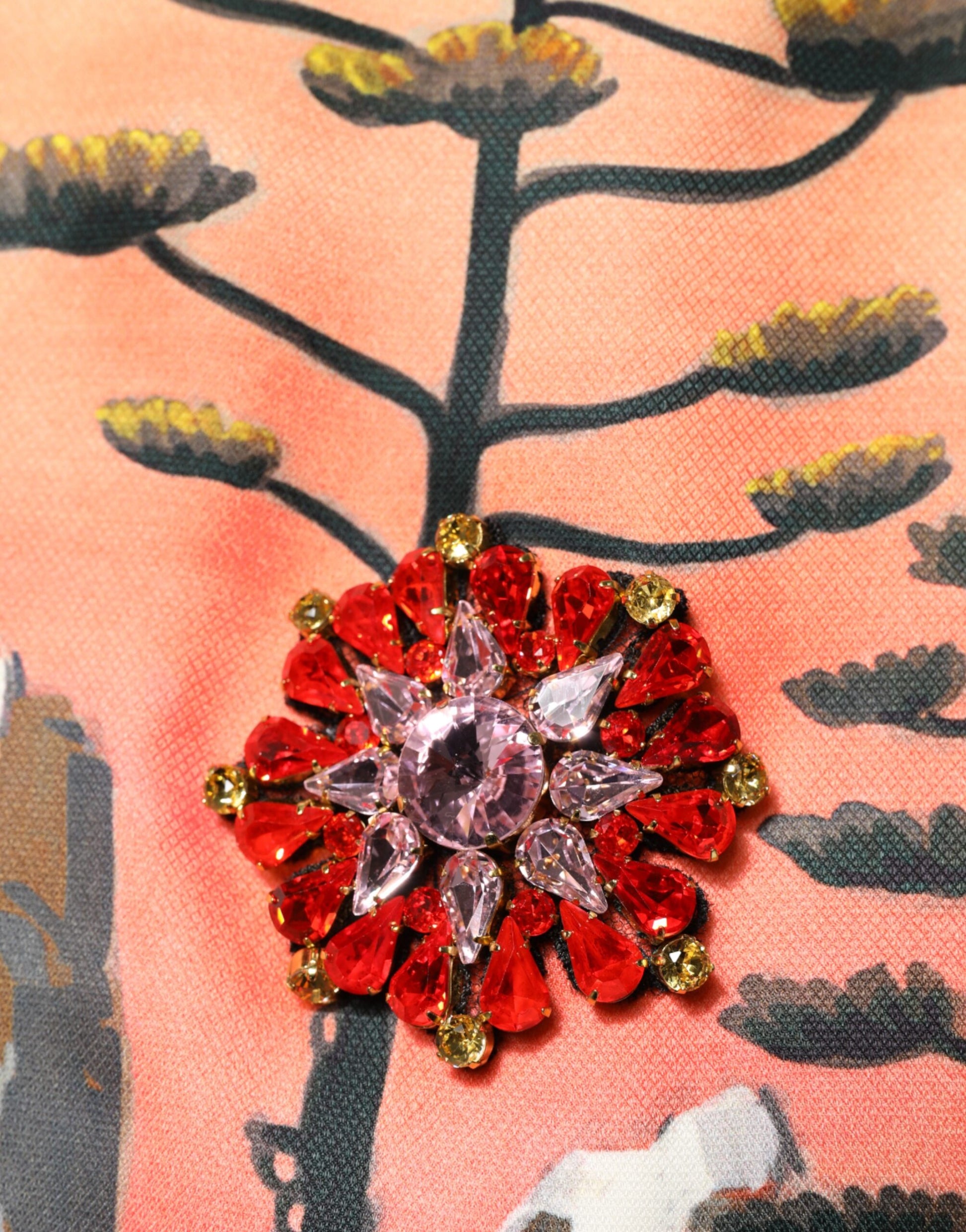 Multicolor Crystal Embellished A-line Mini Dress