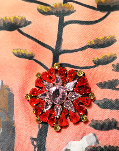 Multicolor Crystal Embellished A-line Mini Dress