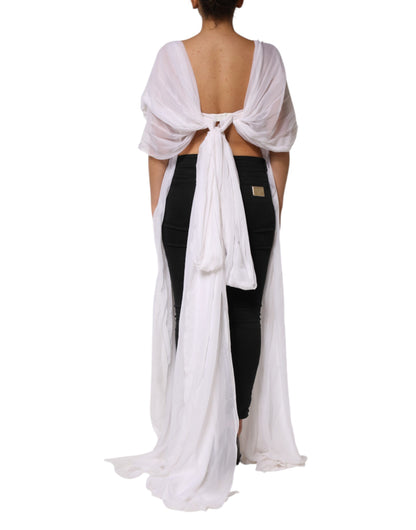 White Bustier Corset Cropped Chiffon Top