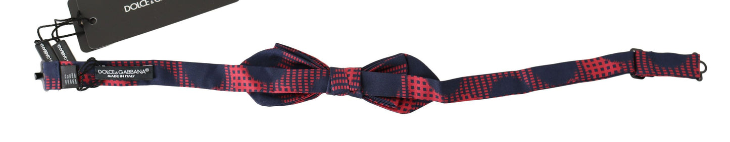 Elegant Red Checkered Silk Bow Tie