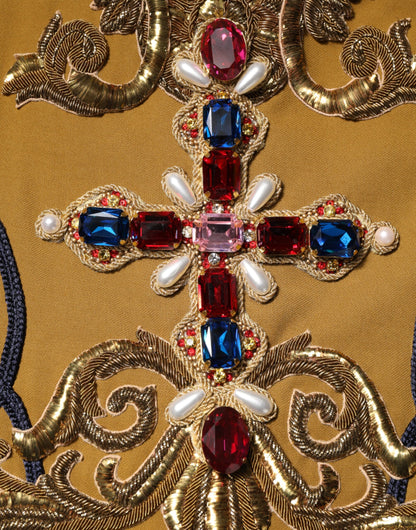 Yellow Crystal Cross Runway Vest Jacket Top