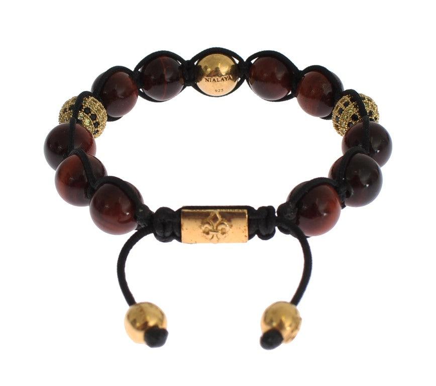 Radiant Red Tiger Eye & CZ Gold Bracelet