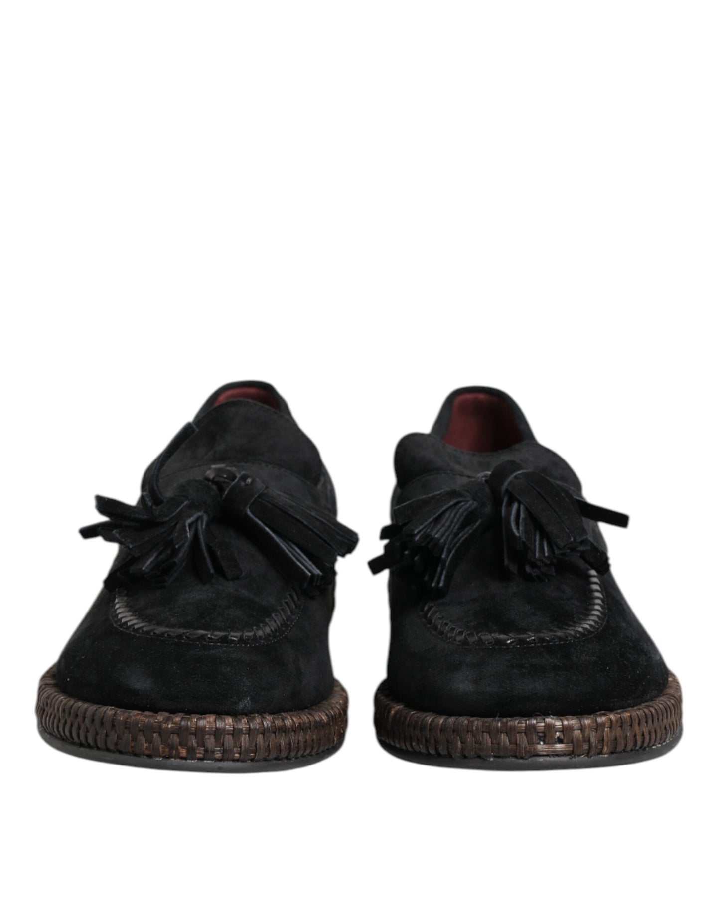 Black Suede Tassel Embellished Loafers Shoes