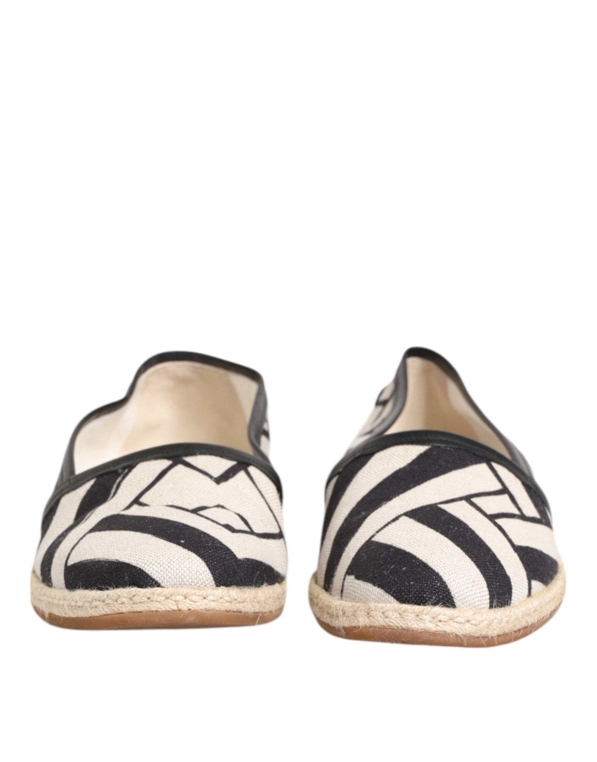 Black White Stripes Flat Espadrille Shoes