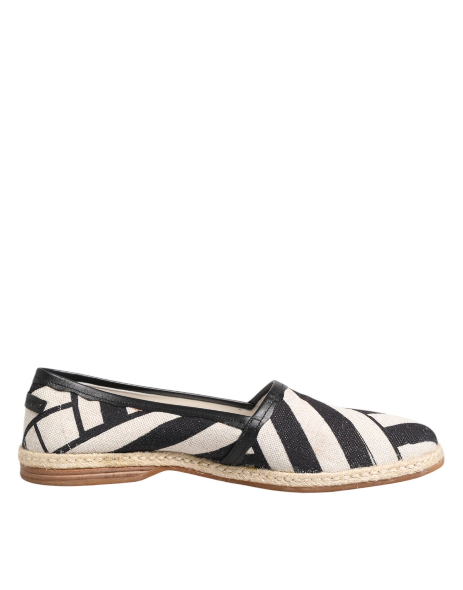 Black White Stripes Flat Espadrille Shoes
