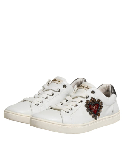 White Silver Sacred Heart Men Sneakers Shoes