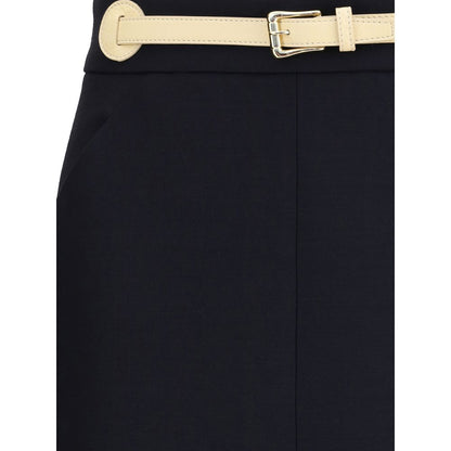 Black Fleece Wool Midi Skirt