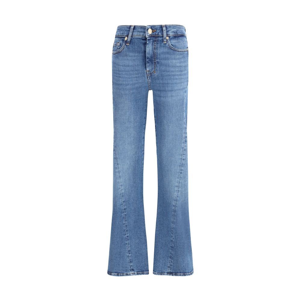 Blue Cotton Flared Jeans