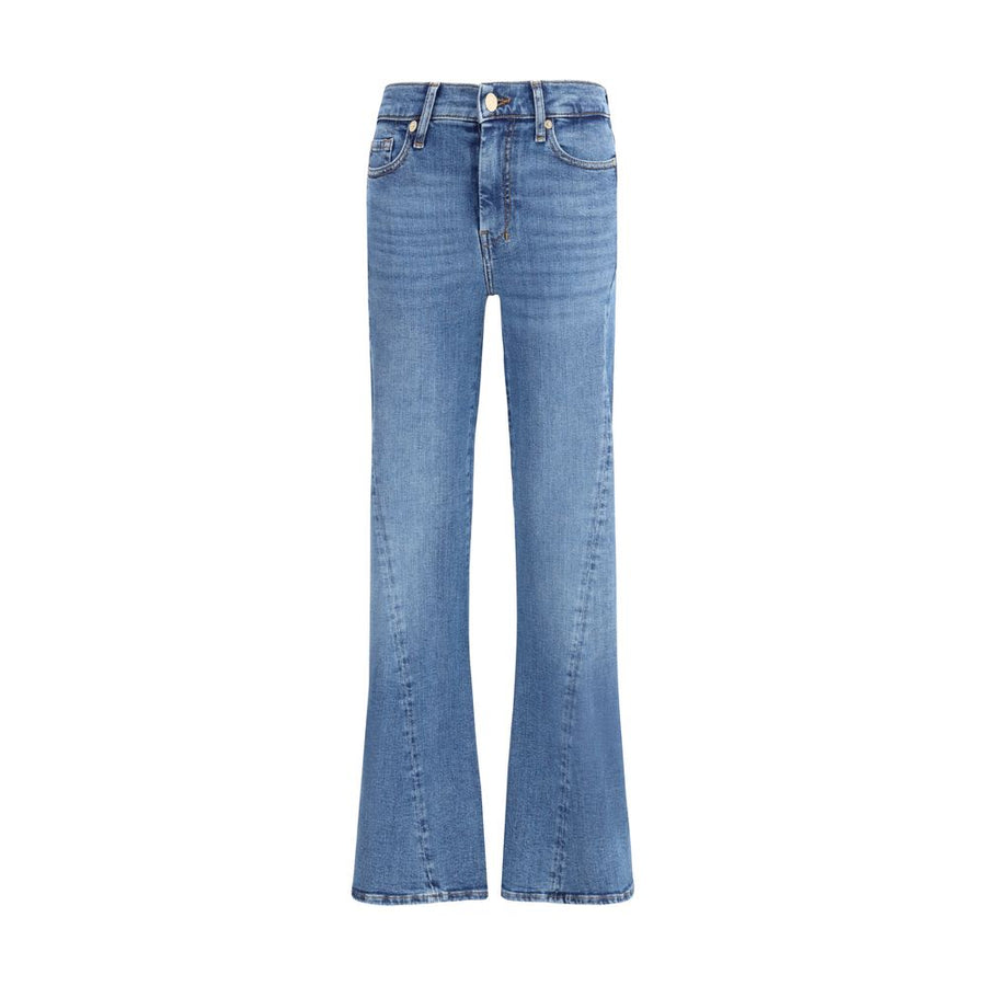 Blue Cotton Flared Jeans