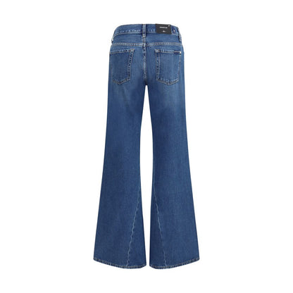 Blue Cotton Flared Jeans