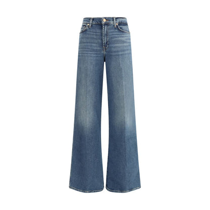 Blue Cotton Flared Jeans