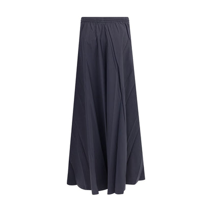 Blue Polyester Long Skirt