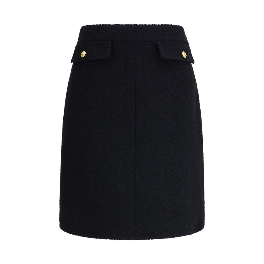 Black Wool Midi Skirt