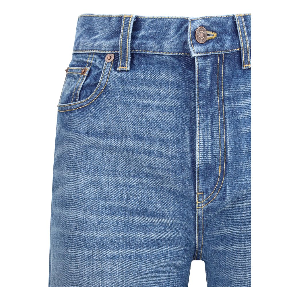 Blue Cotton Flared Jeans