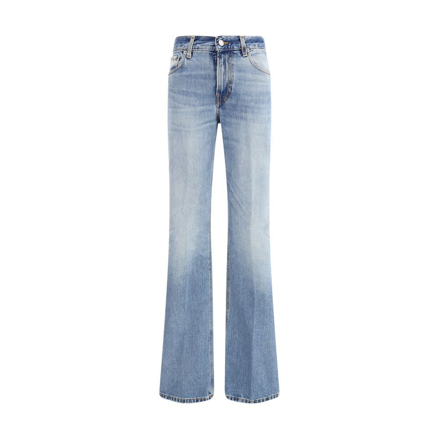 Light Blue Cotton Flared Jeans