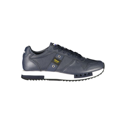 Blue Leather Men Sneaker