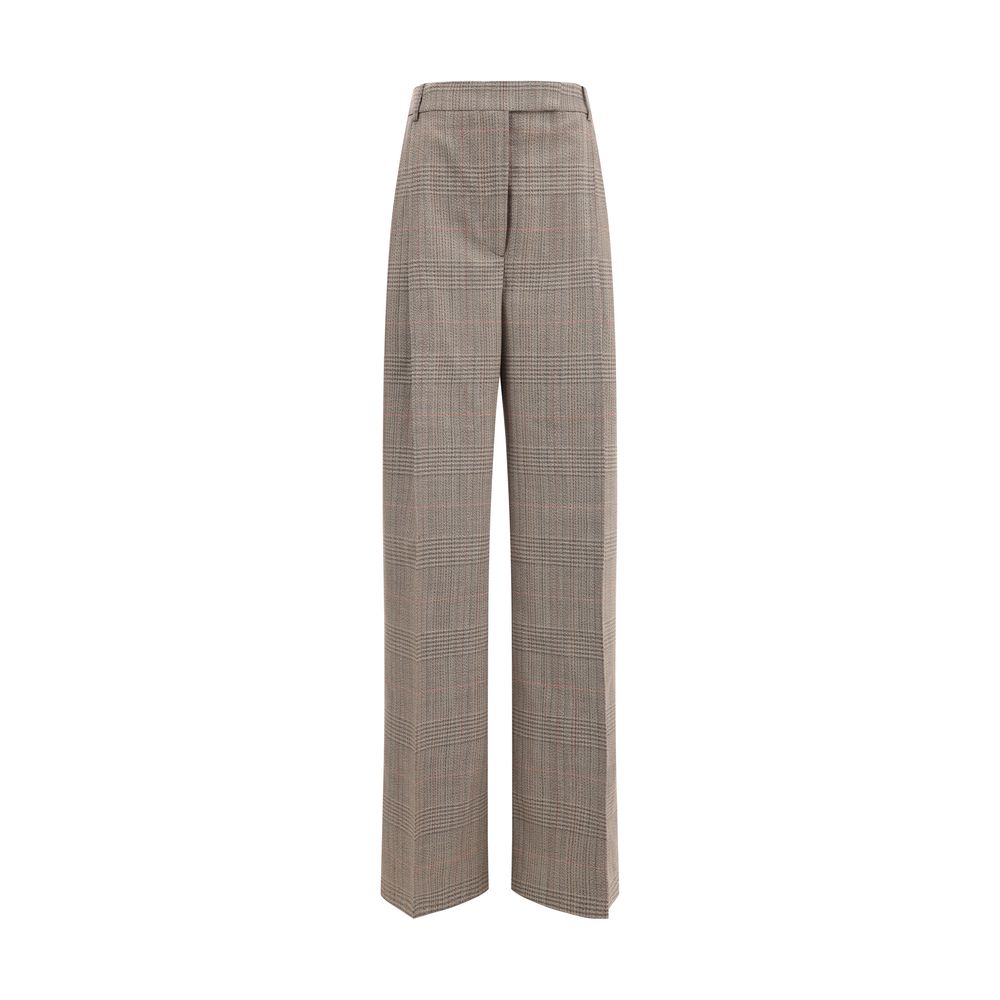 Beige Fleece Wool Casual Pants