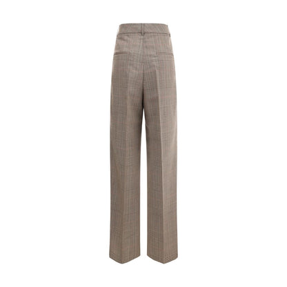 Beige Fleece Wool Casual Pants