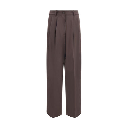 Brown Fleece Wool Dress Pants