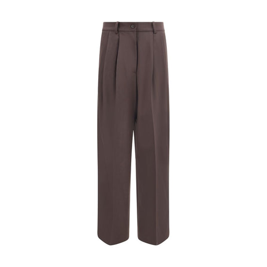Brown Fleece Wool Dress Pants