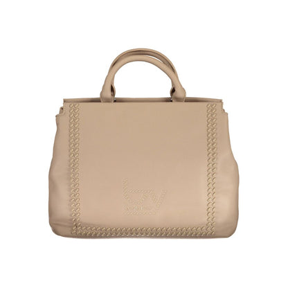 Beige Polyurethane Women Handbag