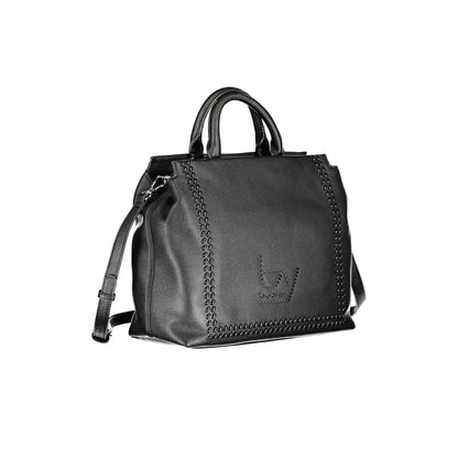 Black Polyurethane Women Handbag