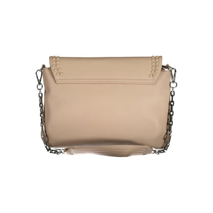 Beige Polyurethane Women Handbag