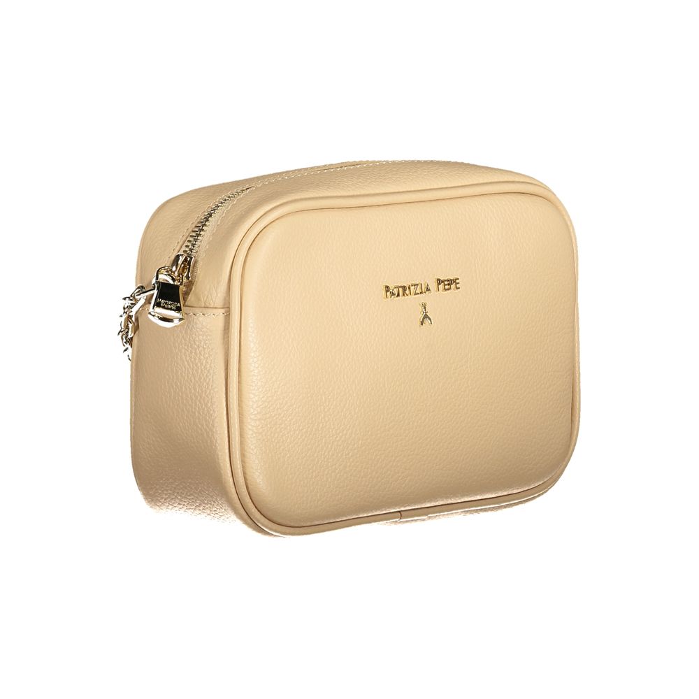 Beige Leather Women Shoulder Bag