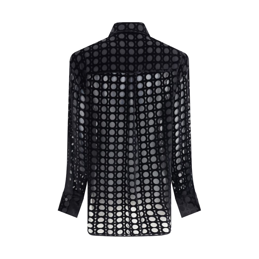 Black Silk Pattern Shirt