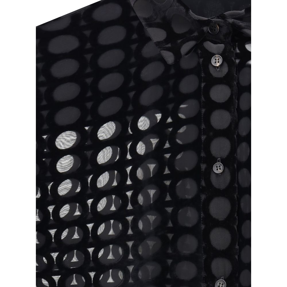 Black Silk Pattern Shirt