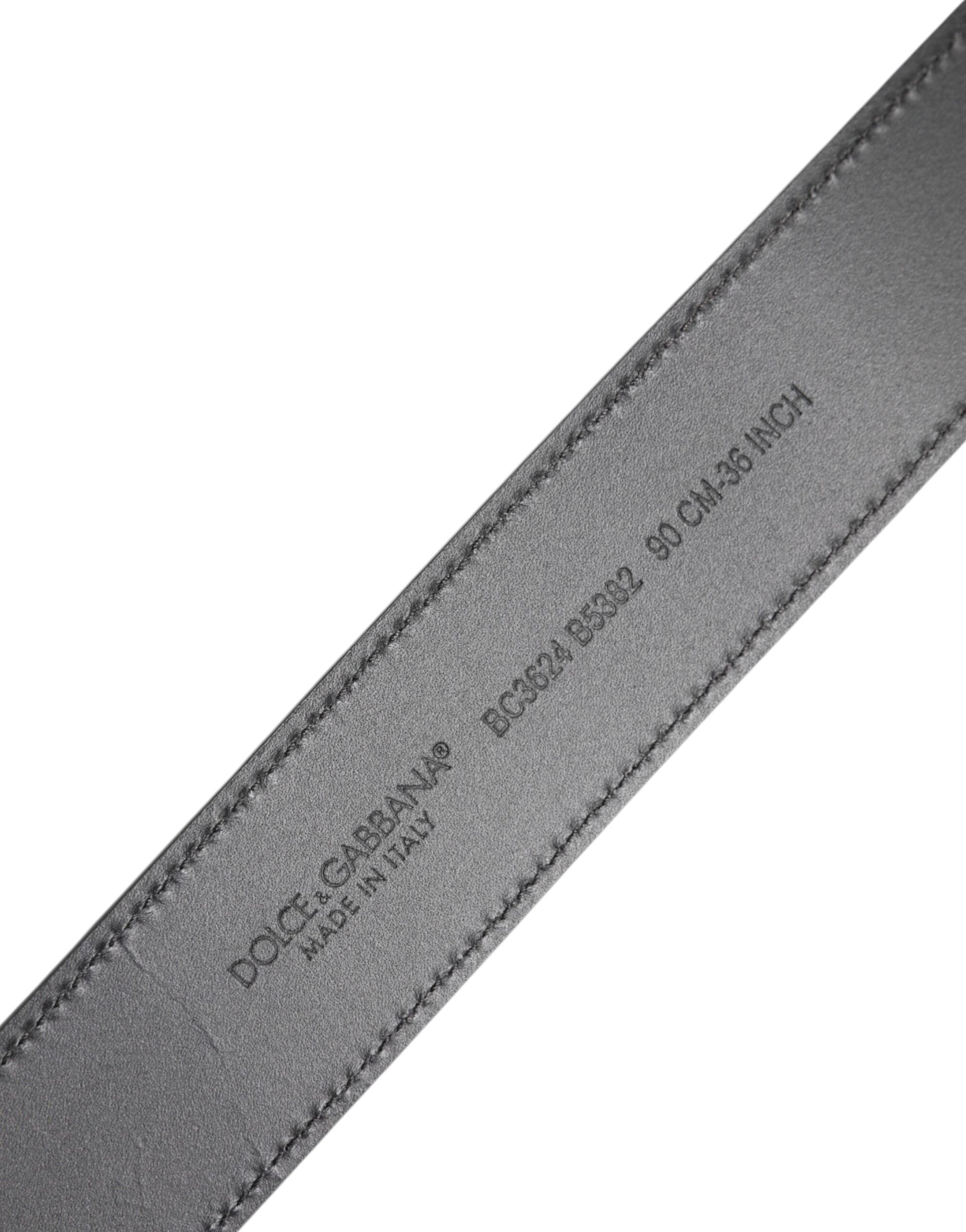 Black Leather Classic Metal Logo Buckle Belt