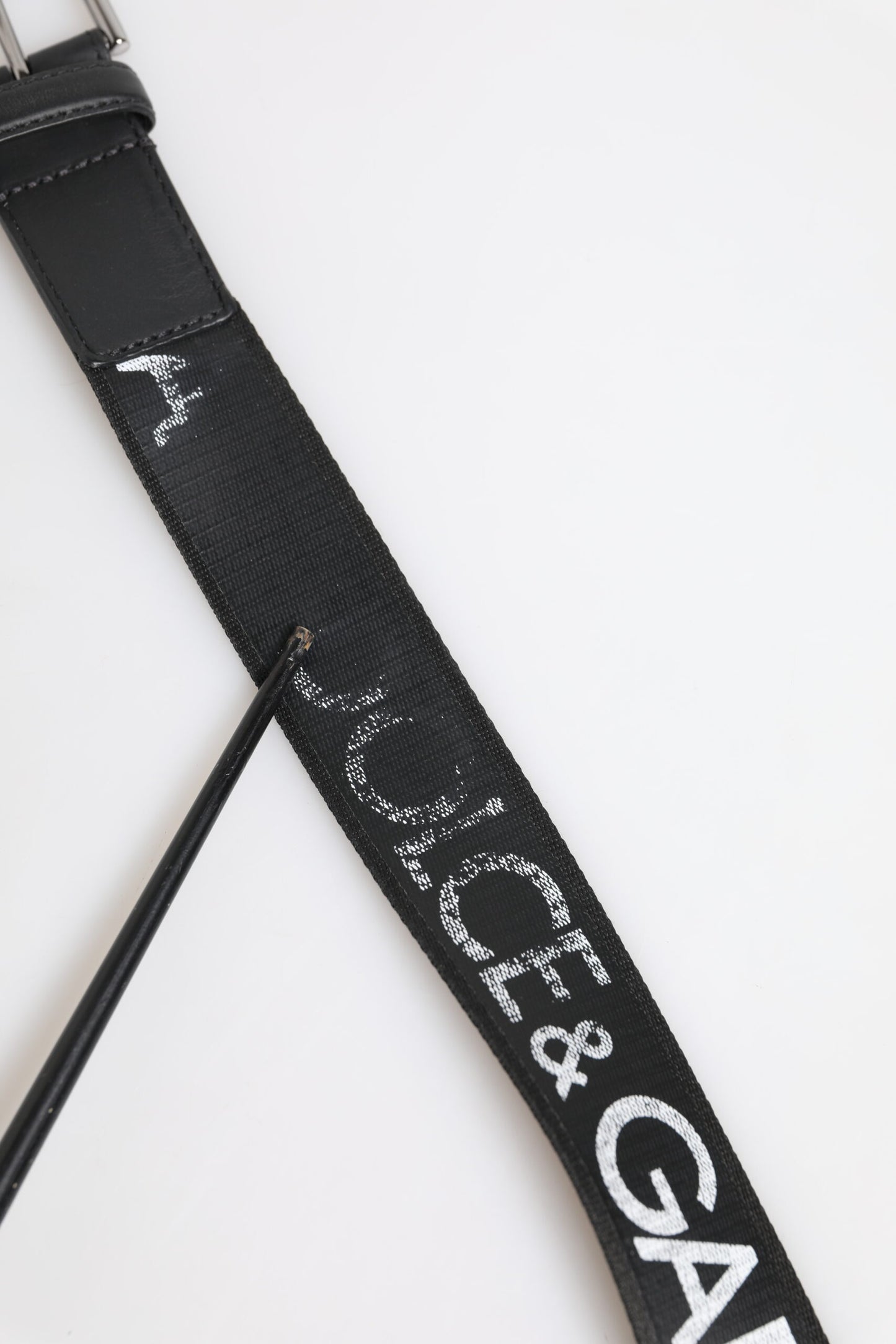 Black Polyester Leather Metal Buckle Belt