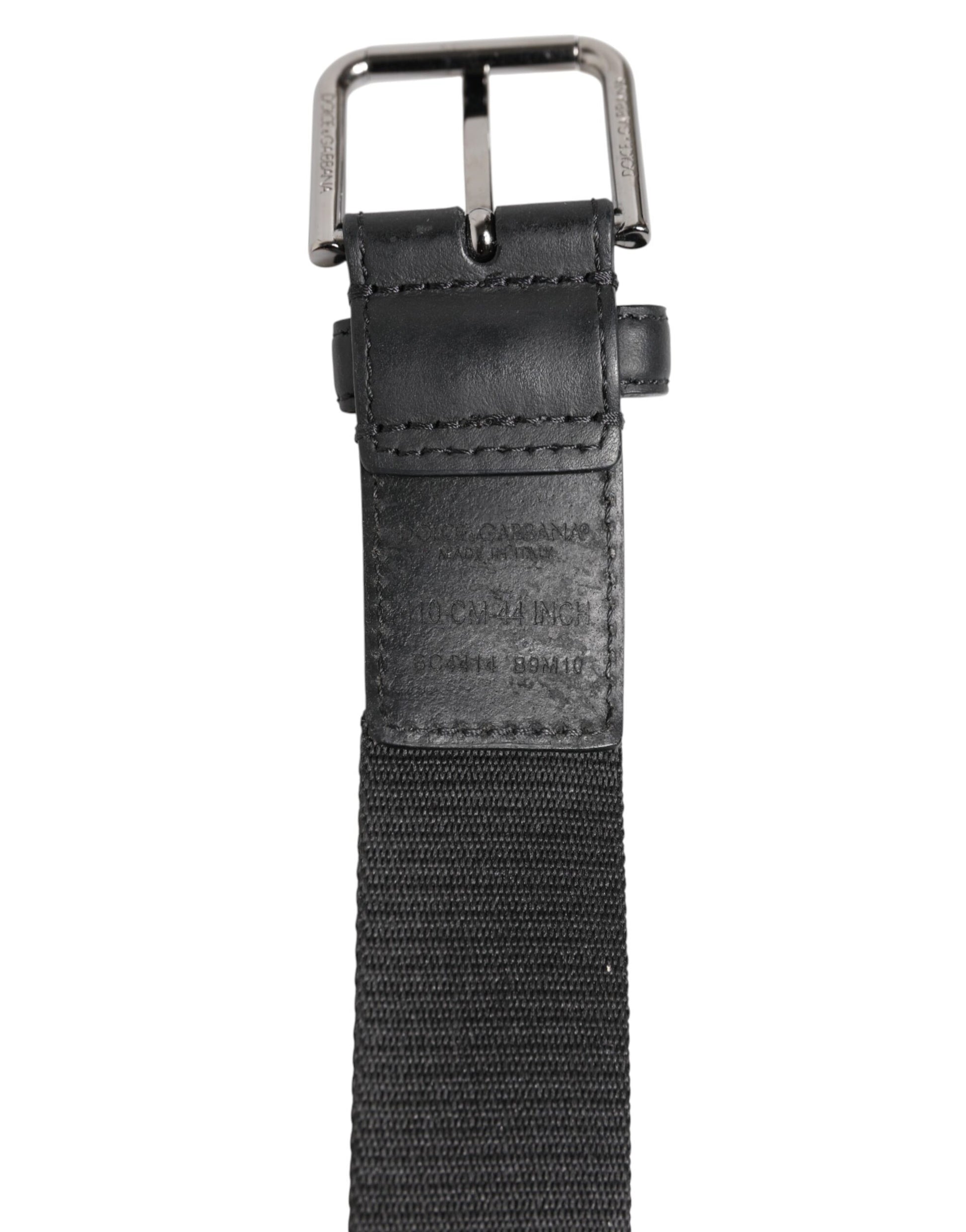 Black Polyester Leather Metal Buckle Belt