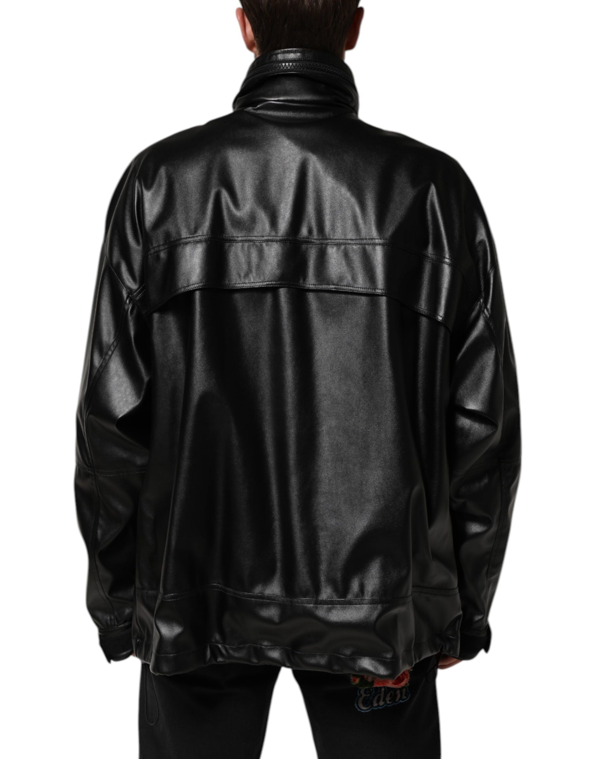 Black Polyester Logo Plaque Bomber Jacket