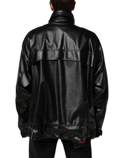Black Polyester Logo Plaque Bomber Jacket
