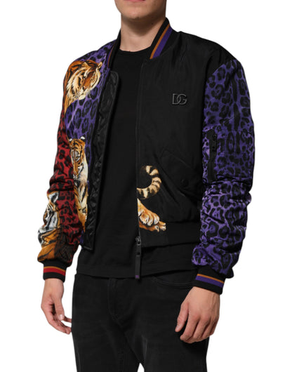 Multicolor Tiger Print Men Bomber Jacket