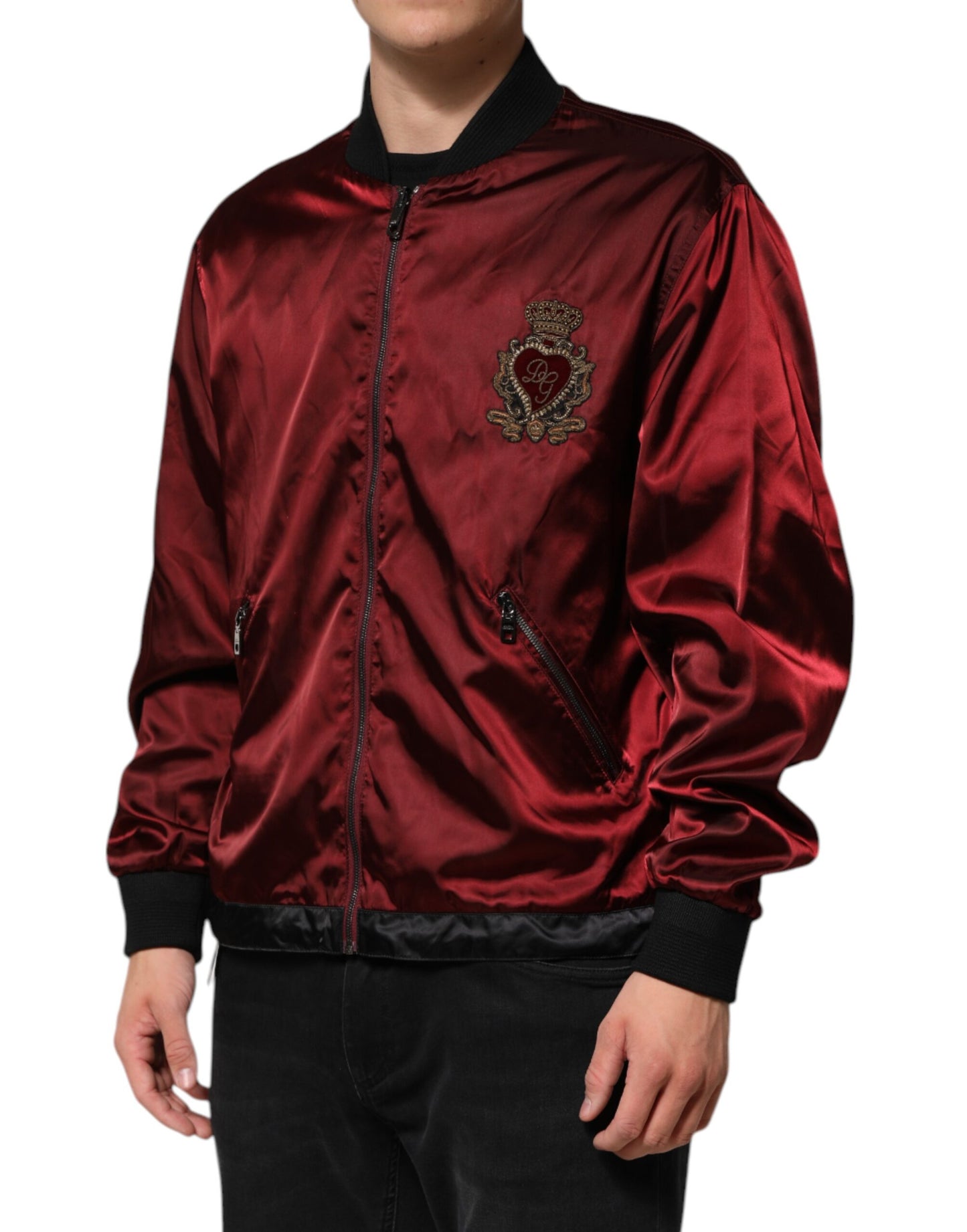 Maroon Nylon DG Crown Embroidery Jacket