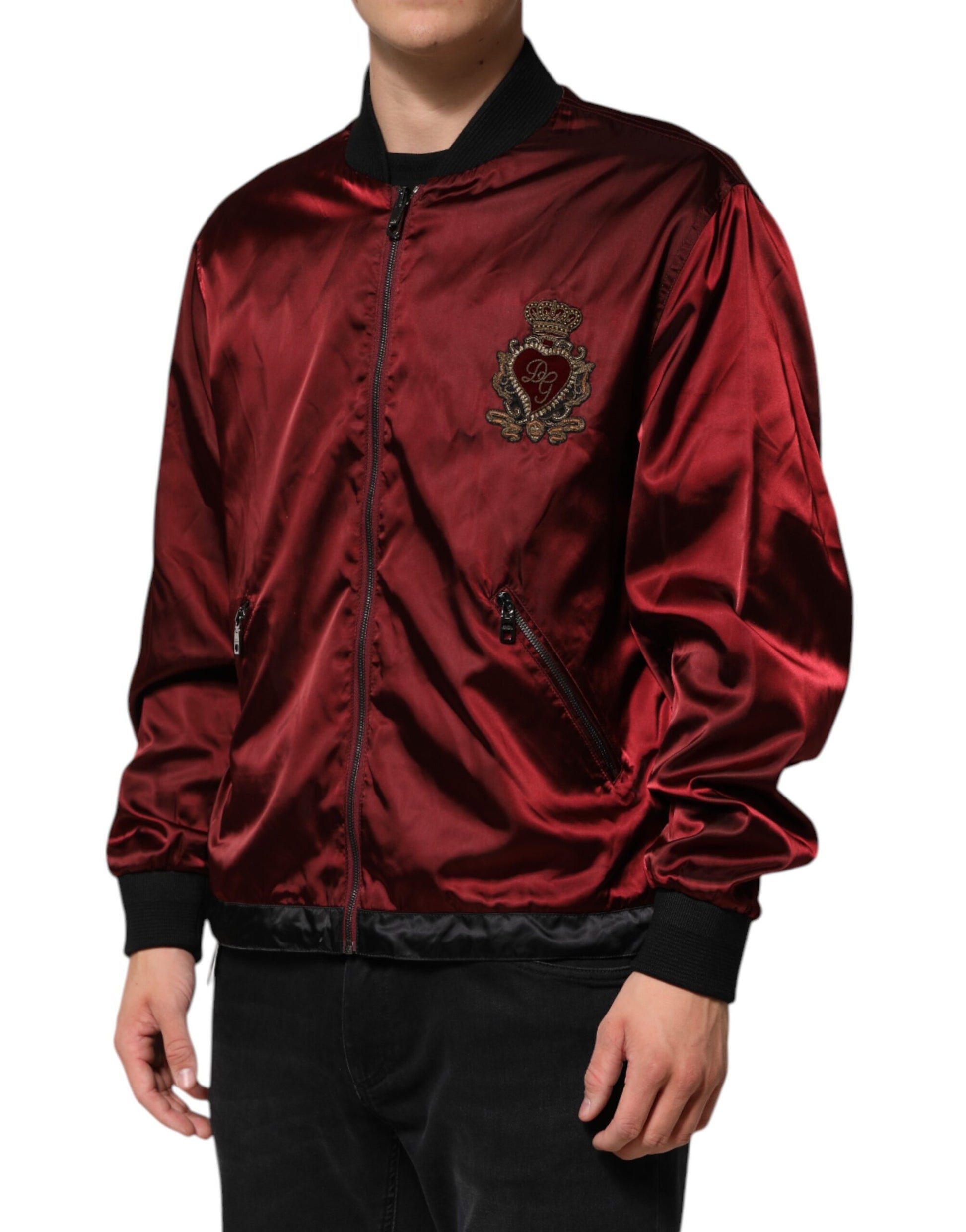 Maroon Nylon DG Crown Embroidery Jacket