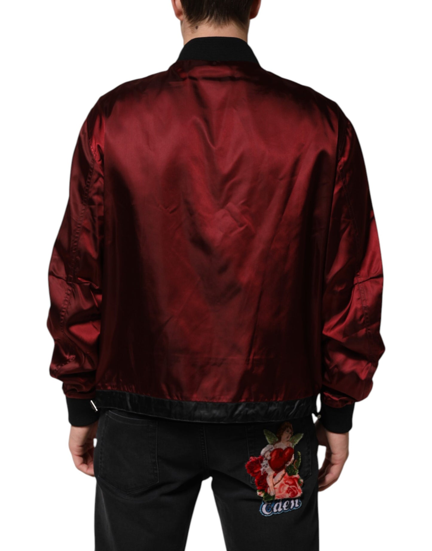 Maroon Nylon DG Crown Embroidery Jacket