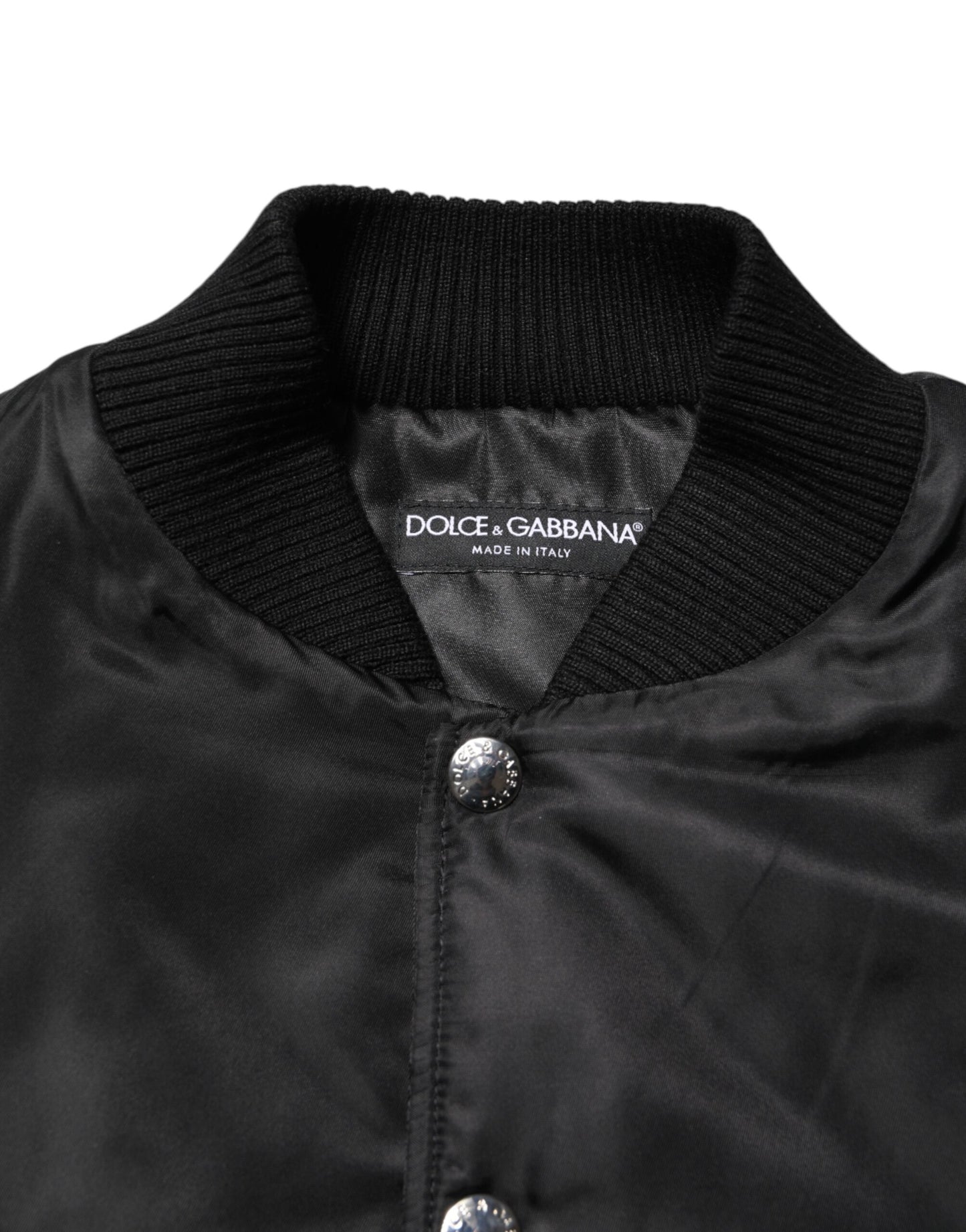 Black Polyester Logo Plaque Bomber Jacket
