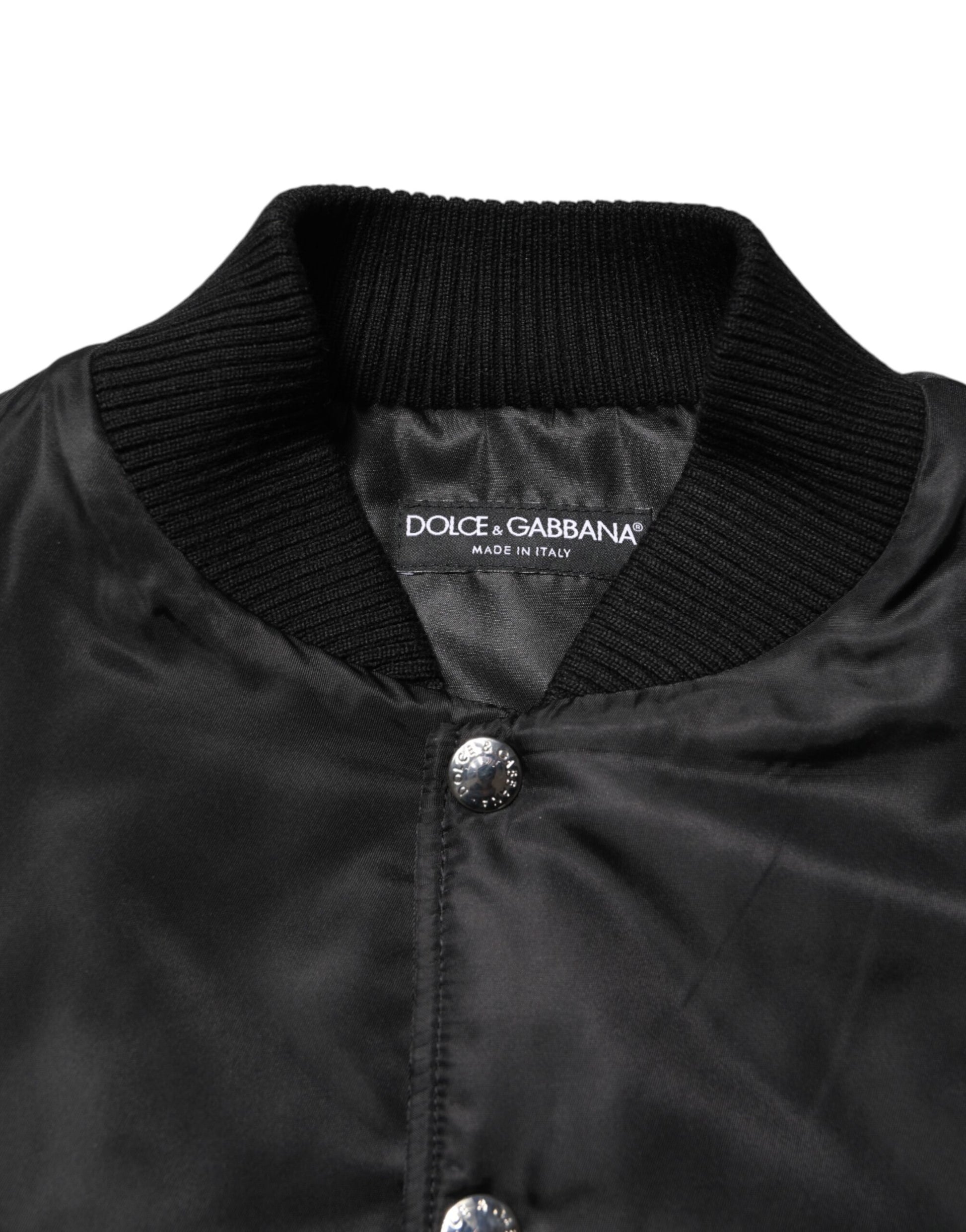 Black Polyester Logo Plaque Bomber Jacket