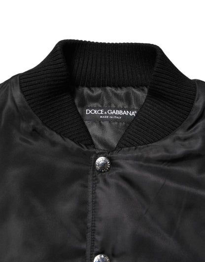 Black Polyester Logo Plaque Bomber Jacket