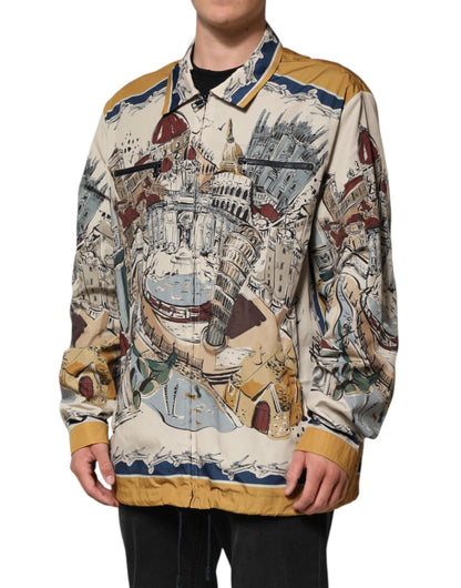 Multicolor Italian Motif Men Bomber Jacket