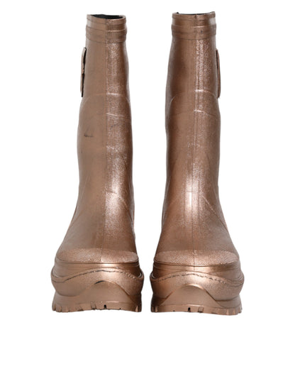 Metallic Gold Pull On Rain Boots Shoes
