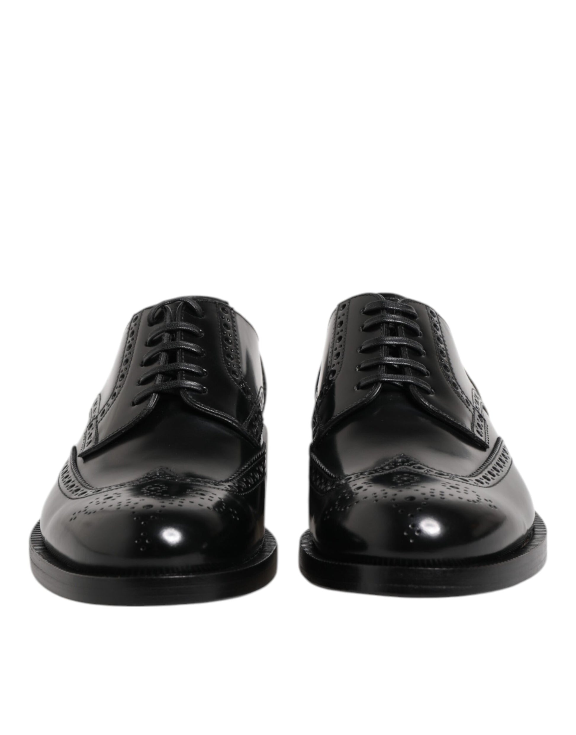 Black Leather Derby Wingtip Formal Shoes