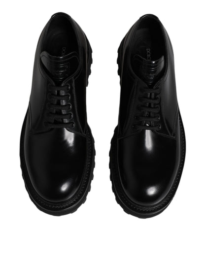 Black Leather Lace Up Trekking Dress Shoes