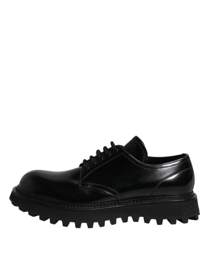 Black Leather Lace Up Trekking Dress Shoes