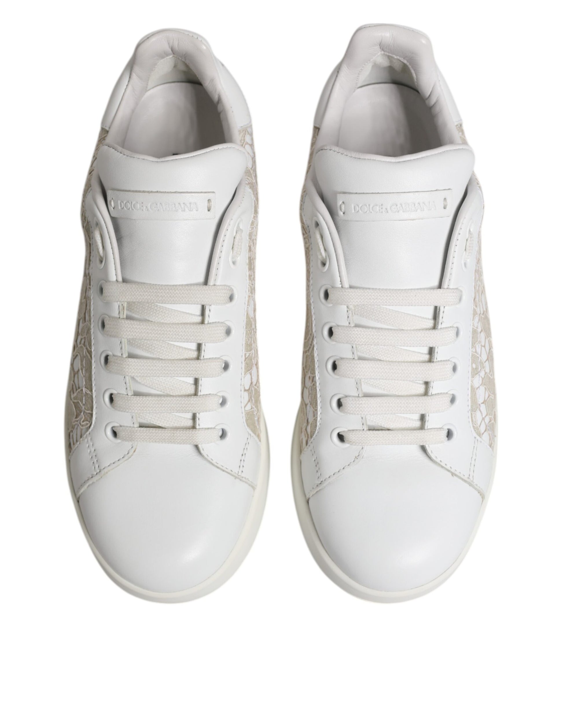 White Lace Leather Low Top Sneaker Shoes